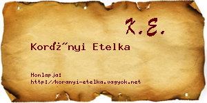 Korányi Etelka névjegykártya
